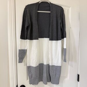 SHEIN Gray and White Colorblock Cardigan